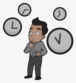 Man Looking At The Clock Cartoon, HD Png Download, Free Download