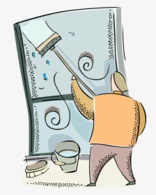 Vector Illustration Of Window Washer Cleaning And Washing - Cartoon, HD Png Download, Free Download