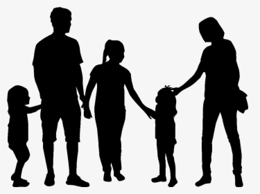 Family Silhouette Clip Art - Family Of 5 Silhouette, HD Png Download, Free Download