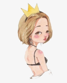 Crown Drawing Cartoon - Drawing Girl With Crown, HD Png Download, Free Download