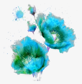 Ftestickers Watercolor Painting Flowers Teal Green - Purple Watercolor Floral Png, Transparent Png, Free Download