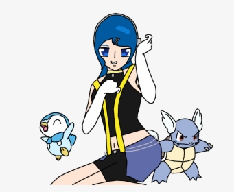 Arin With Wartortle And Piplup - Cartoon, HD Png Download, Free Download