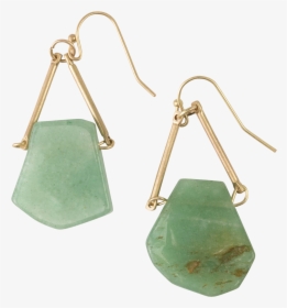 *green Jade On Triangle Earrings - Earrings, HD Png Download, Free Download