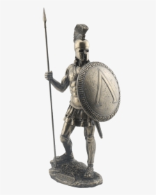 Spartan Warrior With Spear And Hoplite Shield Statue - Roman Spear And Shield, HD Png Download, Free Download