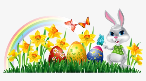 Easter Transparent Clipart - Easter Bunny With Eggs Clipart, HD Png Download, Free Download