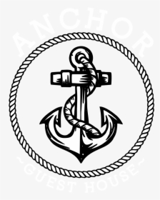 Anchor Guest House - Black And White Anchor Tattoo, HD Png Download, Free Download