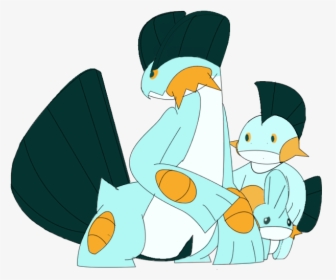Swampert Fam  but Why Is Momma-pert Guarding Her Scared - Cartoon, HD Png Download, Free Download