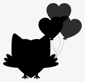 Owl With Balloons Png Silhouette - Illustration, Transparent Png, Free Download