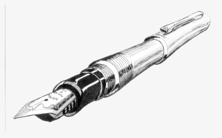 Pen Transparent - Vintage Fountain Pen Drawing, HD Png Download, Free Download