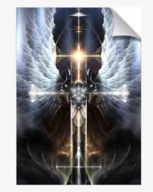 Heavenly Angel Wings Cross Fractal Art Composition - Jesus With Angel Wings, HD Png Download, Free Download