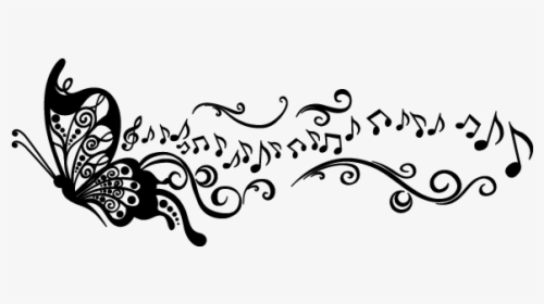 Filigree Clipart Music - Butterfly And Music Note Tattoo, HD Png Download, Free Download