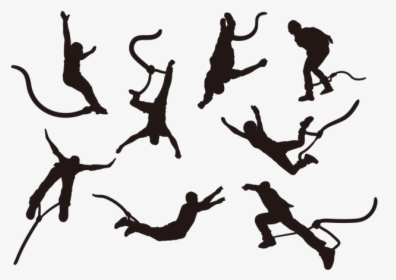 Bungee Jumping Silhouettes Vector - Silhouette, HD Png Download, Free Download