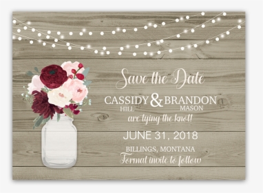 Rustic Wedding Save The Dates Mason Jar Flowers - Chrysanths, HD Png Download, Free Download