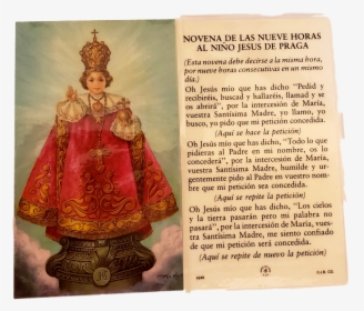 Religious Prayer Card Novena De Las Nueve Horas Al - Menino Jesus De Praga, HD Png Download, Free Download
