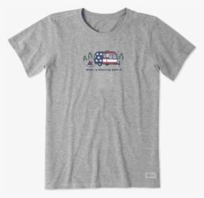 Women"s Americana Camper Vintage Crusher Tee - Life Is Good T Shirt, HD Png Download, Free Download
