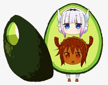 Green Produce Plant Food Fruit Cartoon Fictional Character - Dragon Maid Avocado, HD Png Download, Free Download