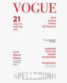 Transparent Magazine Cover Clipart - Blank Vogue Magazine Cover, HD Png Download, Free Download
