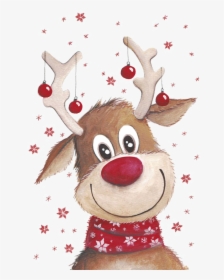 Christmas Reindeer Transparent Background - Рисунки Оленя На Новый Год, HD Png Download, Free Download