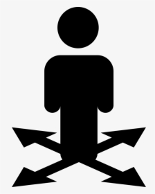 Man Standing Silhouette On Arrows Symbol Pointing To - Transparent Background Directions Clip Art, HD Png Download, Free Download