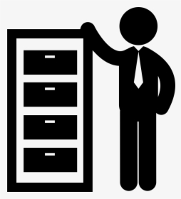 Man Standing Beside Drawers Of An Office Comments - Man With Tie Icon Png, Transparent Png, Free Download