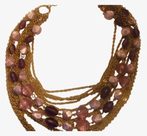 Coro Purple Nugget Disco Ball Beads Gold Chains - Necklace, HD Png Download, Free Download