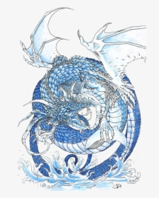 Clip Art Dragon With Tribal And - Blue Chinese Dragon Tattoo, HD Png Download, Free Download