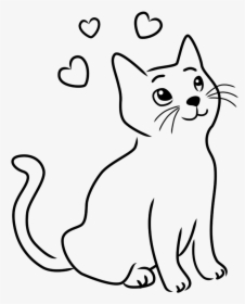 Transparent Cute Cats Png - Simple Cat Clipart Black And White, Png Download, Free Download