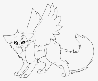 Cats Drawings Of Wings With - Cat With Wings Drawing, HD Png Download, Free Download
