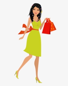 Shopping Bag Clipart Pretty Girl - Beautiful Girl Cartoon Png, Transparent Png, Free Download
