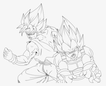 Drawing Dbz Vegeta - Goku And Vegeta Lineart, HD Png Download, Free Download