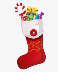Red Christmas Stocking With Candy Cane Png Clipar, Transparent Png, Free Download