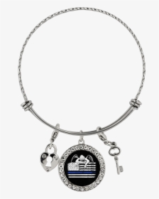Weeping Angel Thin Blue Line Flag Lock And Key - Hotwife Jewelry, HD Png Download, Free Download