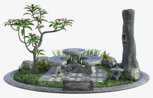 Fairy, Garden, Tree, Bush, Flowers, Furniture, Patio - Miniature Garden Ideas Diy, HD Png Download, Free Download