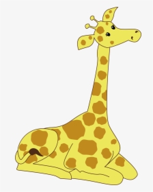 Kneeling Cartoon Giraffe Clip Arts - Giraffe Sitting Clipart, HD Png Download, Free Download
