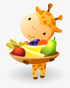Kwanzaa Baby Giraffe Holding A Mazao - Fruit, HD Png Download, Free Download