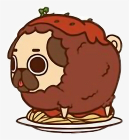 Cute Kawaii Pug Chibi Food Spaghetti Freetoedit - Pugs Clipart, HD Png Download, Free Download