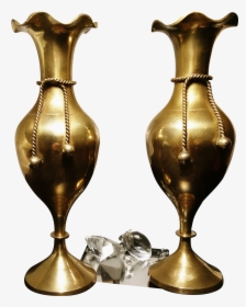 Antique Brass Vases, Pair, Rope And Knot Design - Brass, HD Png Download, Free Download