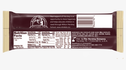 Hershey Almond Bar Nutrition Facts, HD Png Download, Free Download