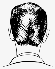 Man, Head, Back Of Head, Black And White, Short Hair - Head Back View Drawing, HD Png Download, Free Download