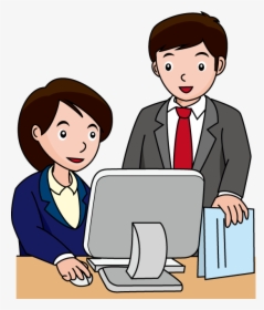 Transparent User Clipart - Use Computer In Office, HD Png Download, Free Download