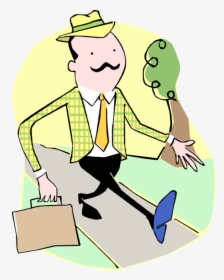 Vector Illustration Of Businessmen Salesman Walks On - Cartoon, HD Png Download, Free Download