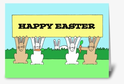 Happy Easter Fun Bunnies With Carrots, HD Png Download, Free Download