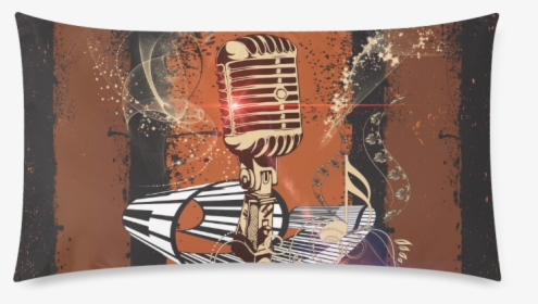 Music, Golden Microphone And Piano Custom Rectangle - Cushion, HD Png Download, Free Download