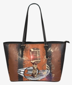 Music, Golden Microphone And Piano Leather Tote Bag/large - Disney Tote Bags, HD Png Download, Free Download