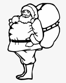Santa"s Bag Of Toys Coloring Page Printable Christmas - Santa With Sack Coloring Pages, HD Png Download, Free Download