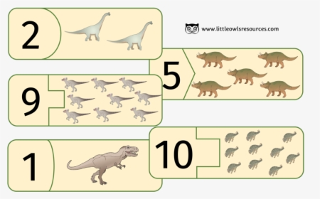 Dinosaur Counting Puzzles 1-10 - Cartoon, HD Png Download, Free Download