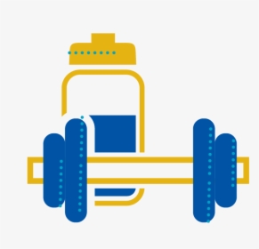 Blue And Yellow Icon Of A Dumbbell And Water Bottle, HD Png Download, Free Download
