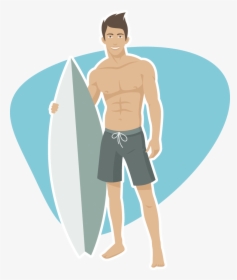 Draw A Guy Holding A Surfboard, HD Png Download, Free Download