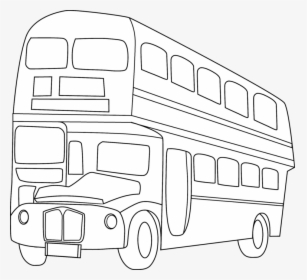School Bus Black And White Double Decker Bus Clipart - Double Decker Bus Line Drawing, HD Png Download, Free Download