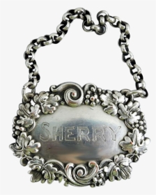 Silver Plate Sherry Vintage Hanging Liquor Tag - Chain, HD Png Download, Free Download